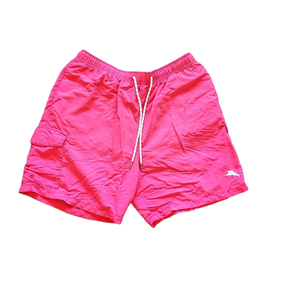 Pink Salmon Tommy Bahama Relax Striped Draw Strings Swim Shorts Large